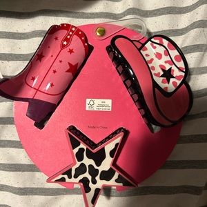 Pink Linen Yee Haw Hair Clips